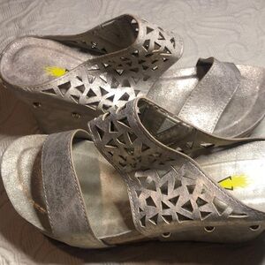 Women’s Volatile cork spring  open toe silver Stylish Silver Wedge Sandals